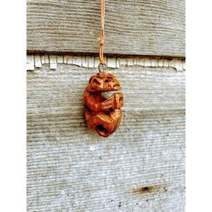 Vintage carved nut monkey ornament